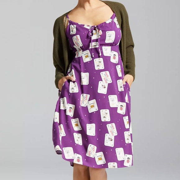 Disney Nightmare Before‎ Christmas Playing Cards Allover Print Dress BoxLunch - Picture 1 of 4